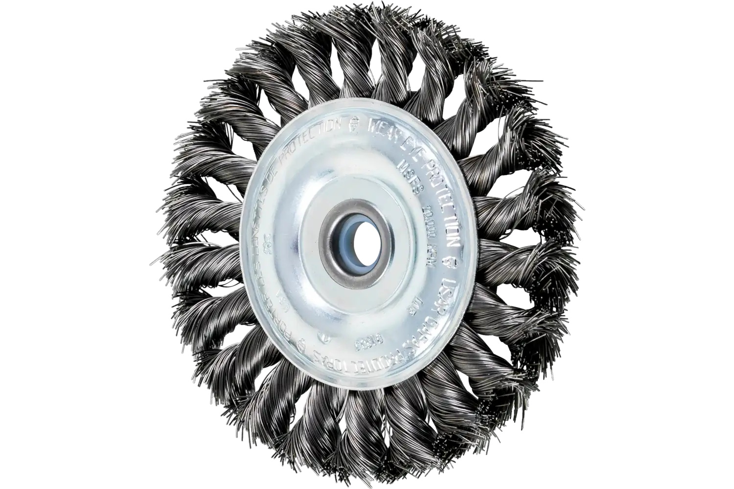 Picture of Pferd Standard Twist Knot Wire Wheel Brush 4" Dia. .012 Carbon Steel 1/2-3/8" Arbor